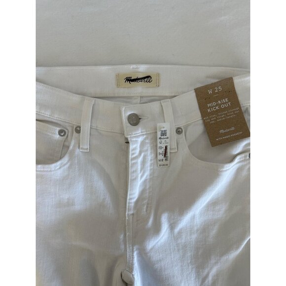 Madewell Mid Rise Kick Out Crop Jeans Pure White NI961, Size 25 - Picture 5 of 7